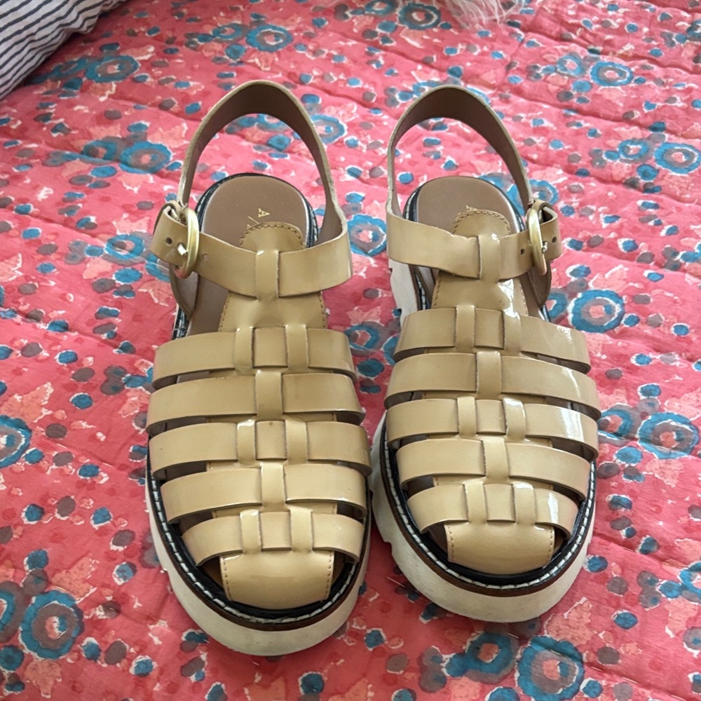 Anthropologie Tan Woven Sandals